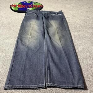 NAVY ACID WASH Y2K PAG DENIM JEANS😮‍💨